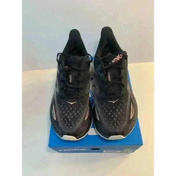 .923 Hoka W Clifton 9, Black/Gold, Womens Running Shoes-US 6 Womens - Picture 3 of 6